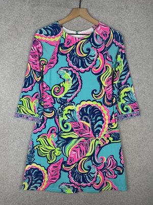 Lilly Pulitzer Dress Womens XS Blue Pink Private Island Engineered Preppy NEW