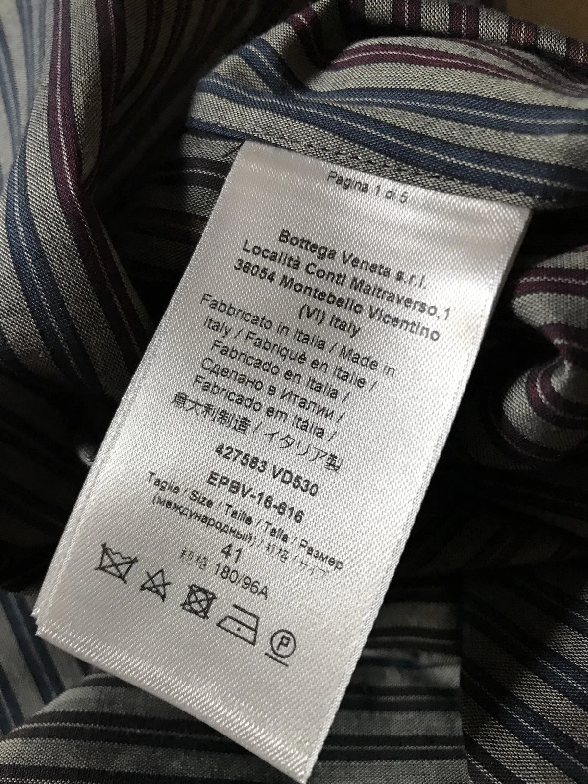 Camicia Abito Uomo Bottega Veneta Nuova con etichette multicolore 39 15 5 Italia