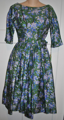 PHYLLIS DE TRANO FOR GEORGETTE 50s 60s Floral Empire Flare Cocktail Vintage Wife