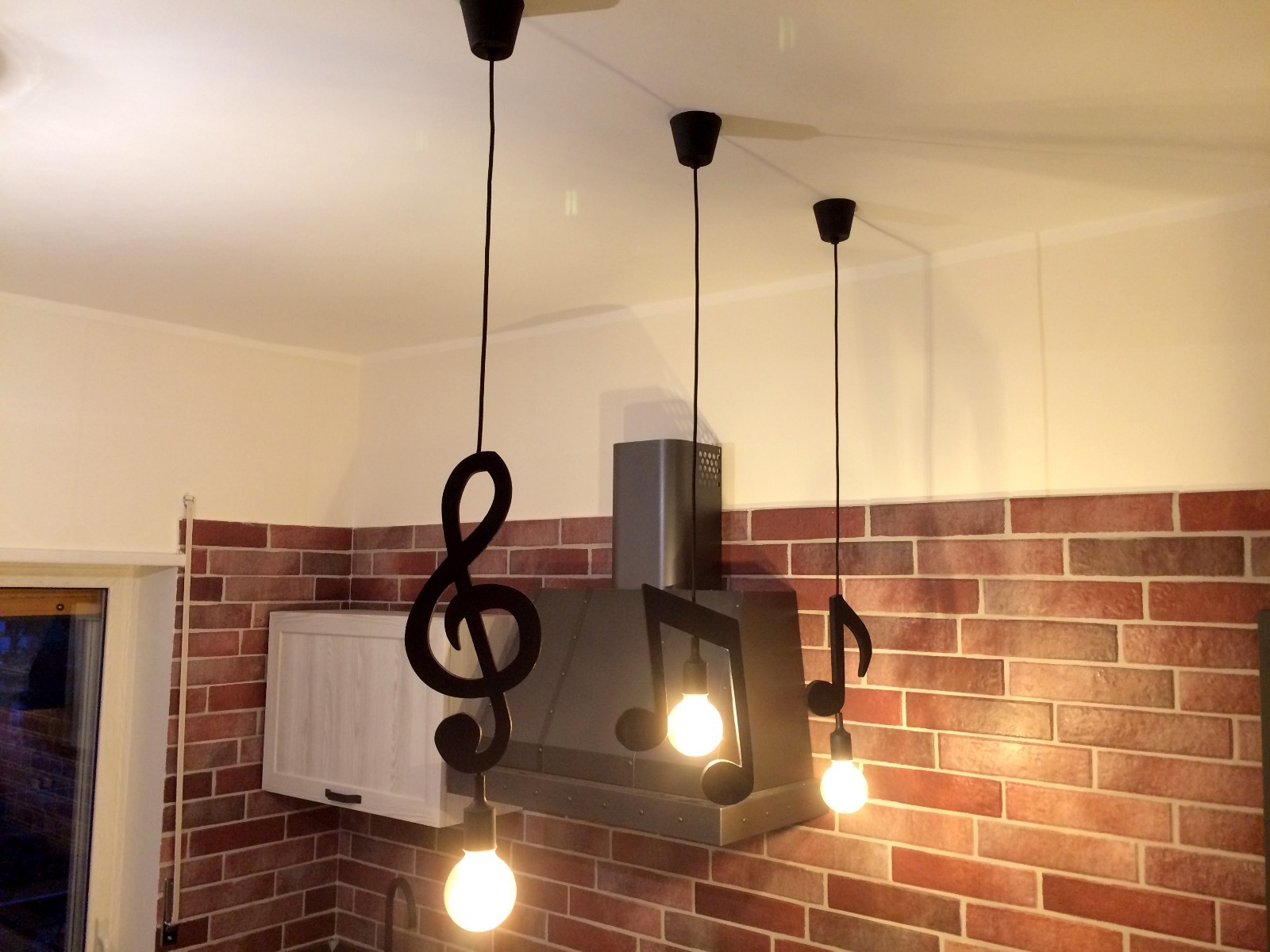 Lampadario 3 Note Musicali Moderno - Kit Sospensione Design LED E27
