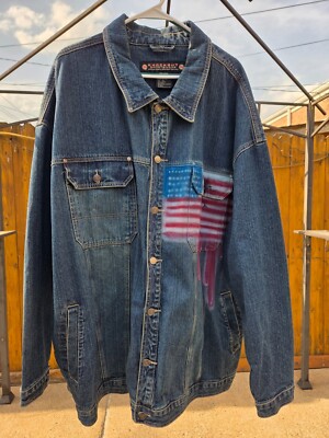 Vintage Y2K 90s Knockout Jeans Denim Jacket Mens 4XL Retro Baggy MMA Style