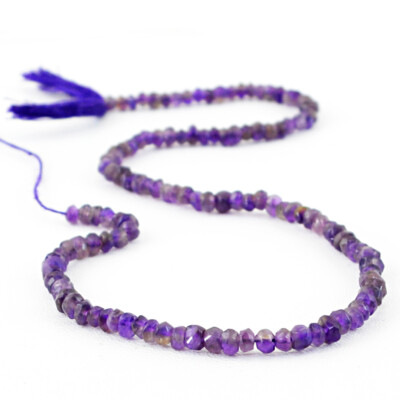 45.00 Cts / 13 Inches Earth Mined Drilled Purple Amethyst Faceted Beads Strand