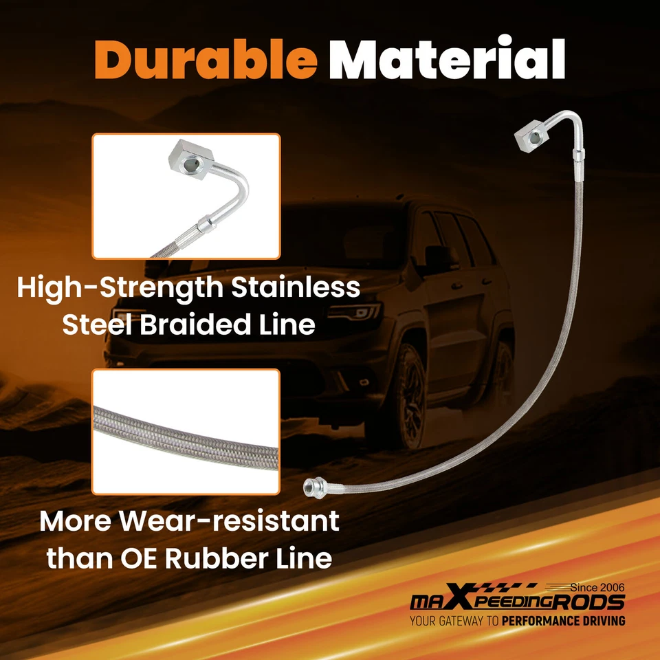 Kit de manguera de freno trenzada delantera y trasera para Jeep Wrangler JK JKU 2007-2018 Foto 3 de 4