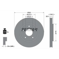 Textar 2X Bremsscheibe Vorne Ø302 Mm FüR Dodge Journey JC 2.4 VVT 2.7 Flexfuel