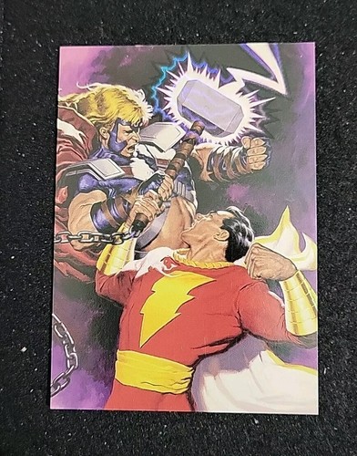 1995 FLEER MARVEL vs DC HOLO FX 10/12 #10 CAPTAIN MARVEL VS THOR - Picture 3 of 4