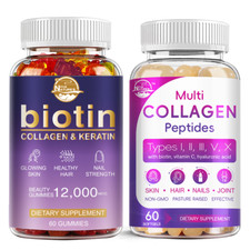 Biotin Collagen Gummies, Multi Collagen Peptides For Hair, Skin, Nails Health