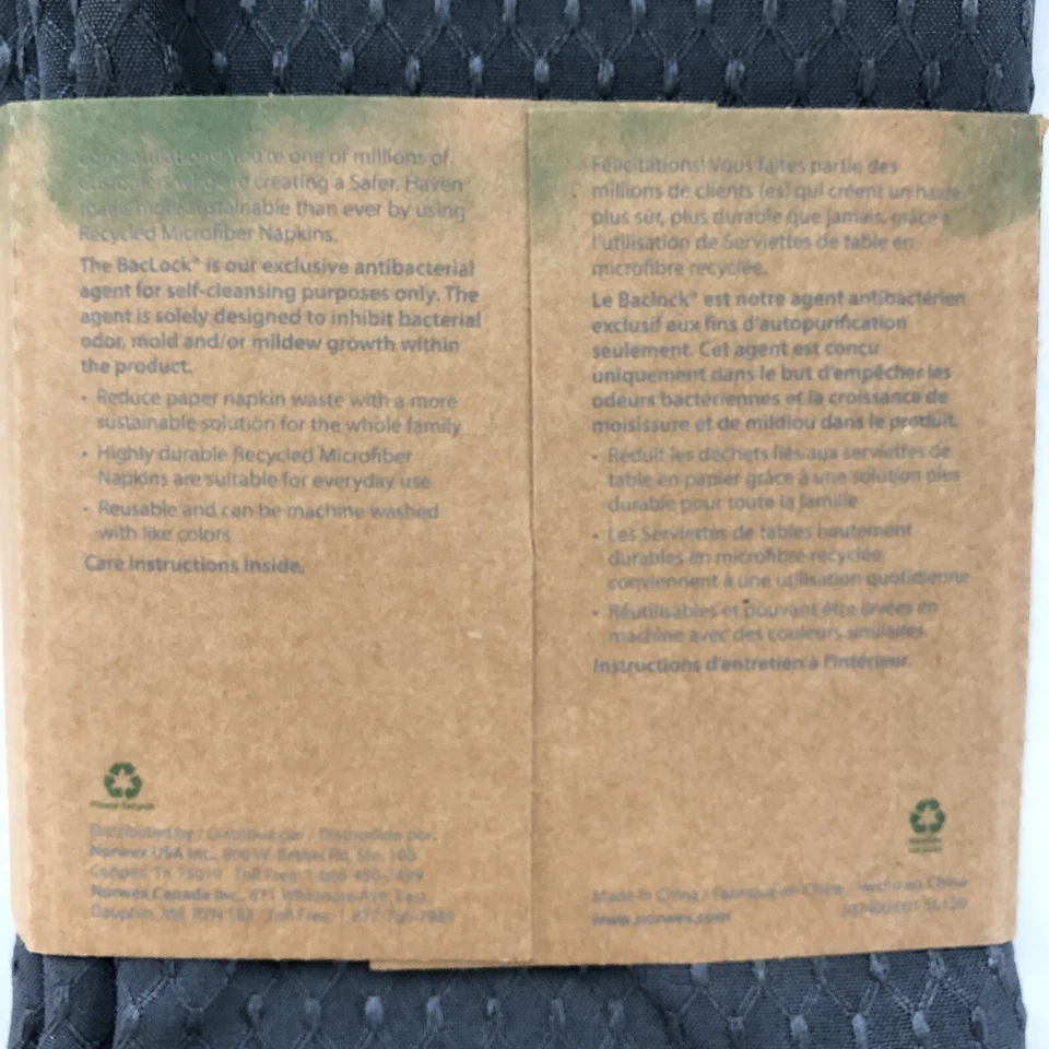 Norwex Napkins Granite Grey Recycled Microfiber BacLock Set Of 4 In Pack - NEW - Image 4 of 4