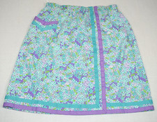 Vintage Lilly Pulitzer Skirt Size M 70s Lavender Turquoise Floral Ribbon Trim