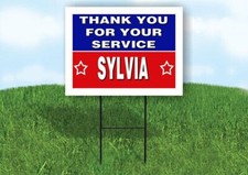 SYLVIA THANK YOU SERVICE 18 in x 24 in Yard Sign Road Sign with Stand