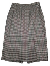 Vintage Midi Skirt 12 Multicolor Wool Blend Houndstooth Tweed Pencil Office