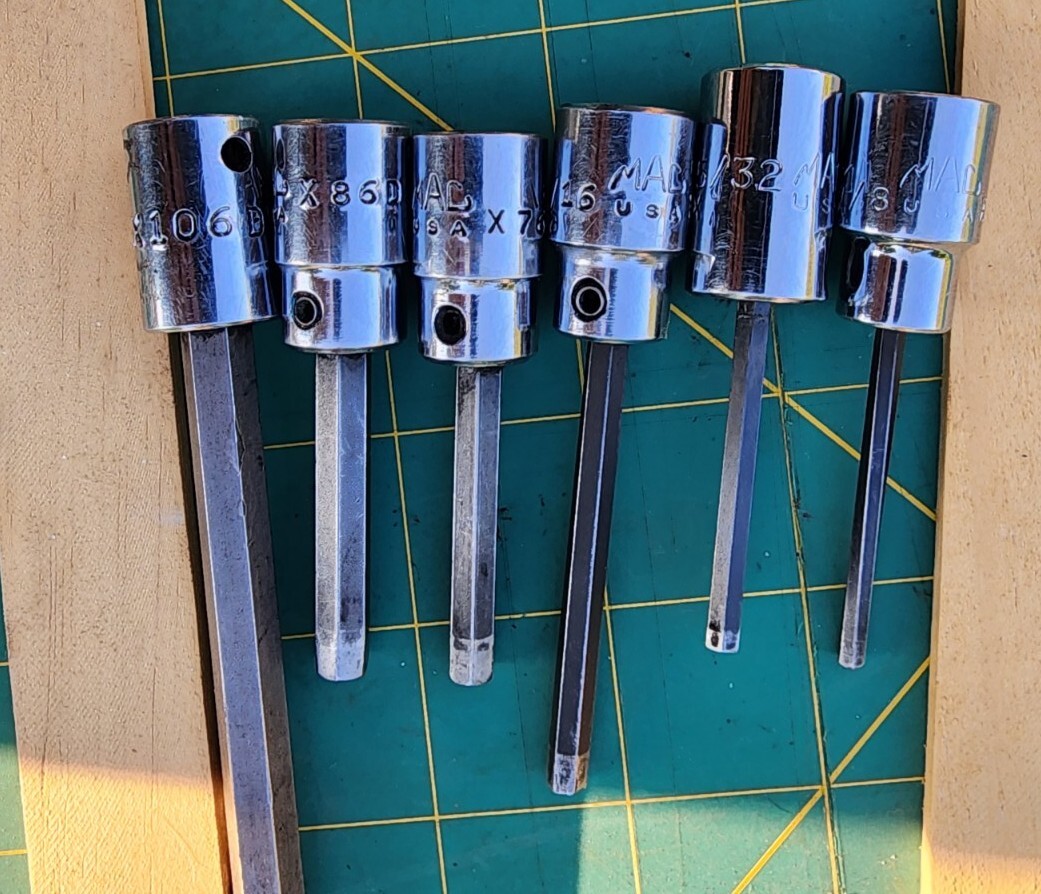 Vintage MAC Tools Socket Hex Allen 6 Sizes X86D X76D X66D X46D