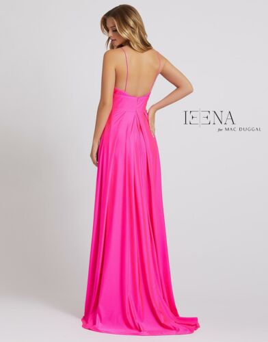 NEW IEENA for MAC DUGGAL V NECK SPAGHETTI STRAP HIGH SLIT GOWN Size 16 $338