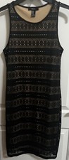 Pretty Forever 21 Brand Sleeveless Black / Beige Lace Overlay Dress Size M Lined