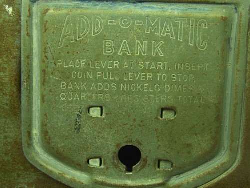 Vintage McLean County Savings Bank metal coin bank without key Tin ILL - Picture 4 of 11