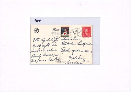 USA Postcard AMERICAN RED CROSS XMAS Seal 1919 Label FLUSHING NY Gothenburg PH99 - Picture 5 of 14