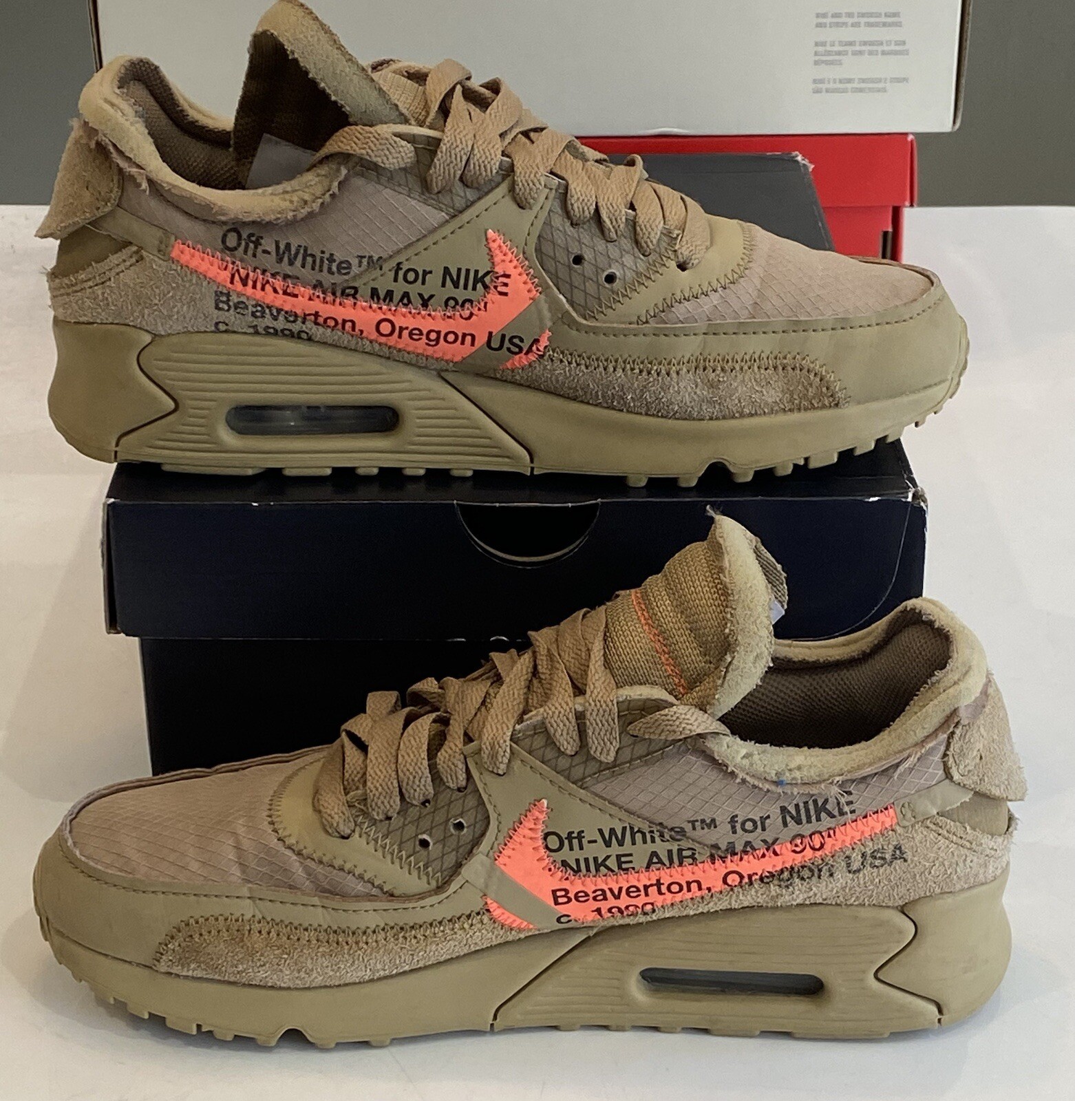OFF WHITE X NIKE Nike Air Max 90 X Off White 'Desert Ore' UK 6 (EU 40) Ottime Condizioni ✅