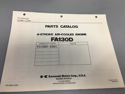 Kawasaki FA130d illustrated parts list Gas Engine Parts Manual