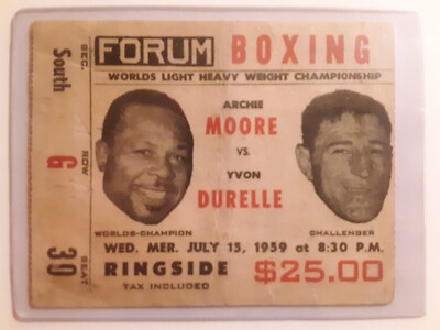 Archie Moore Yvon Durelle II Boxing Ticket RARE 1959