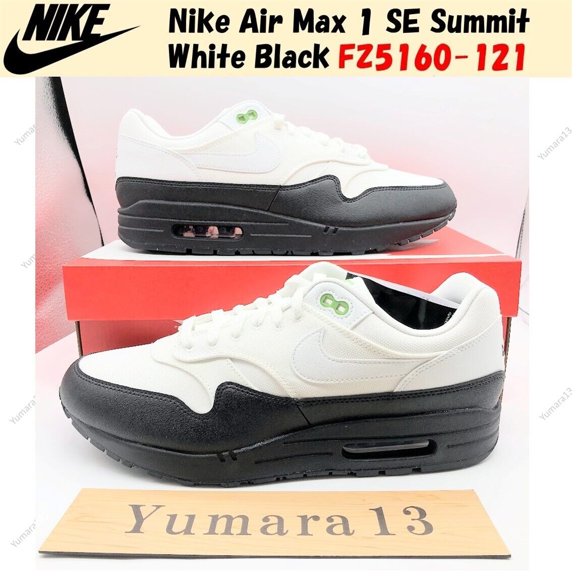 Nike Air Max 1 SE Summit White Black FZ5160-121 Men's Size Nike Air Max 1 SE Summit White Black FZ5160-121 Men's Size
