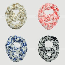 Floral Print Flower Leaf Block Circle Loop Wrap Infinity Scarf Multi Color Soft