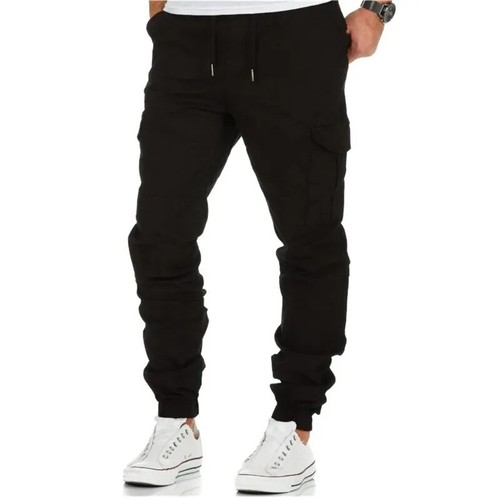 Men's Casual Trousers Multi-Pocket Sports Drawstring Fabricated Long Pants - Picture 5 of 28