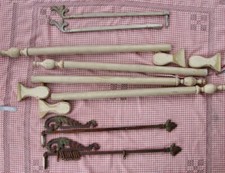 Pair Antique Art Deco Swing-Arm Expandable Curtain Rods Cast Iron; 3 Other Pairs