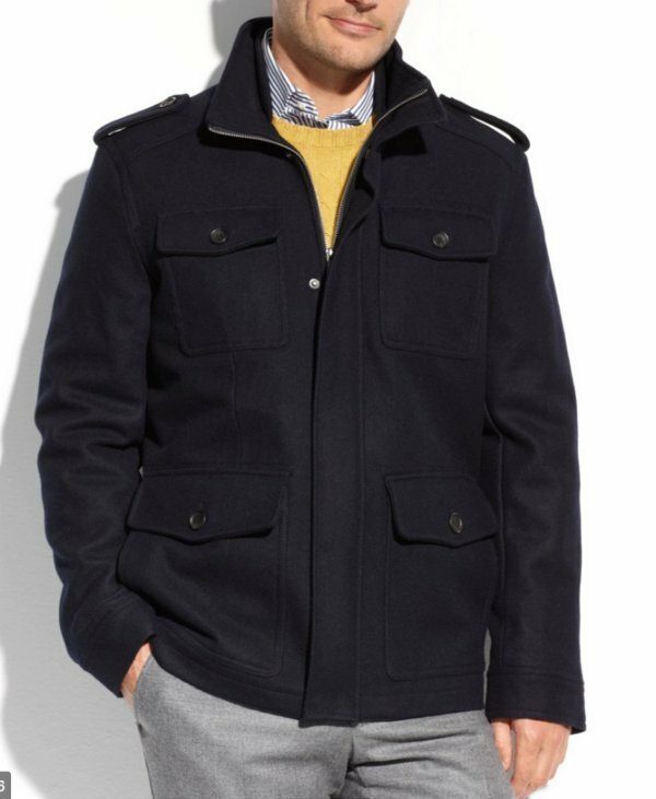 tommy hilfiger wool military coat