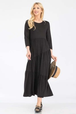 Celeste Full Size Asymmetric Tiered Midi-Dress Plus Size