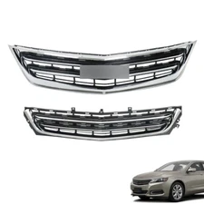 2PCS Black Front Upper & Lower Grille For Chevrolet Impala 2014-2020 Chrome New