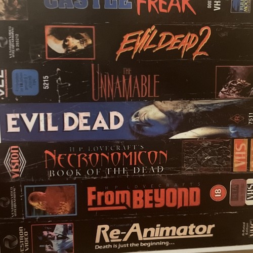 80's Horror VHS Stack Sticker Stuart Gordon Evil Dead HP Lovecraft Reanimator - Picture 3 of 5