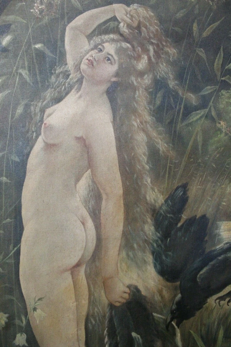 L.S. DELONG Oil on canvas The Soul of the Water Dragon Nude Maiden GRAEF,  GUSTAV | eBay