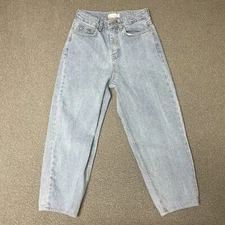 Oak + Fort Blue 100% Cotton High Rise Light Wash Cropped Wide Leg Jeans Size XS