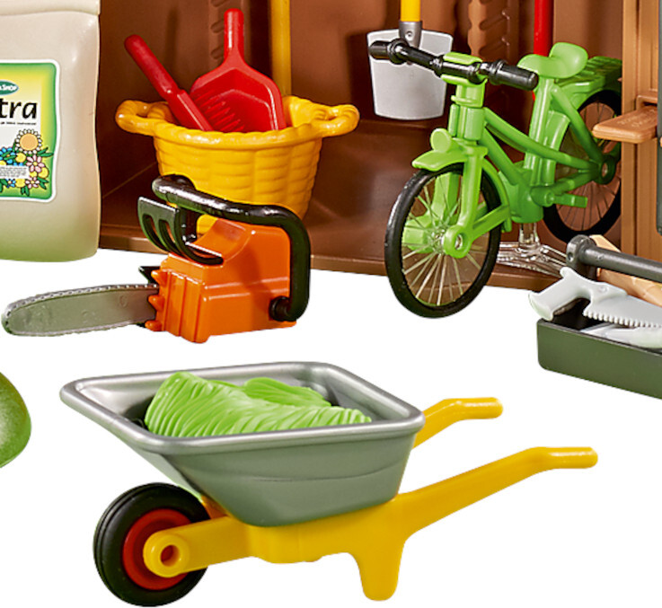 Playmobil Tool Shed with Garden 6558 Wheelbarrow Lawnmower