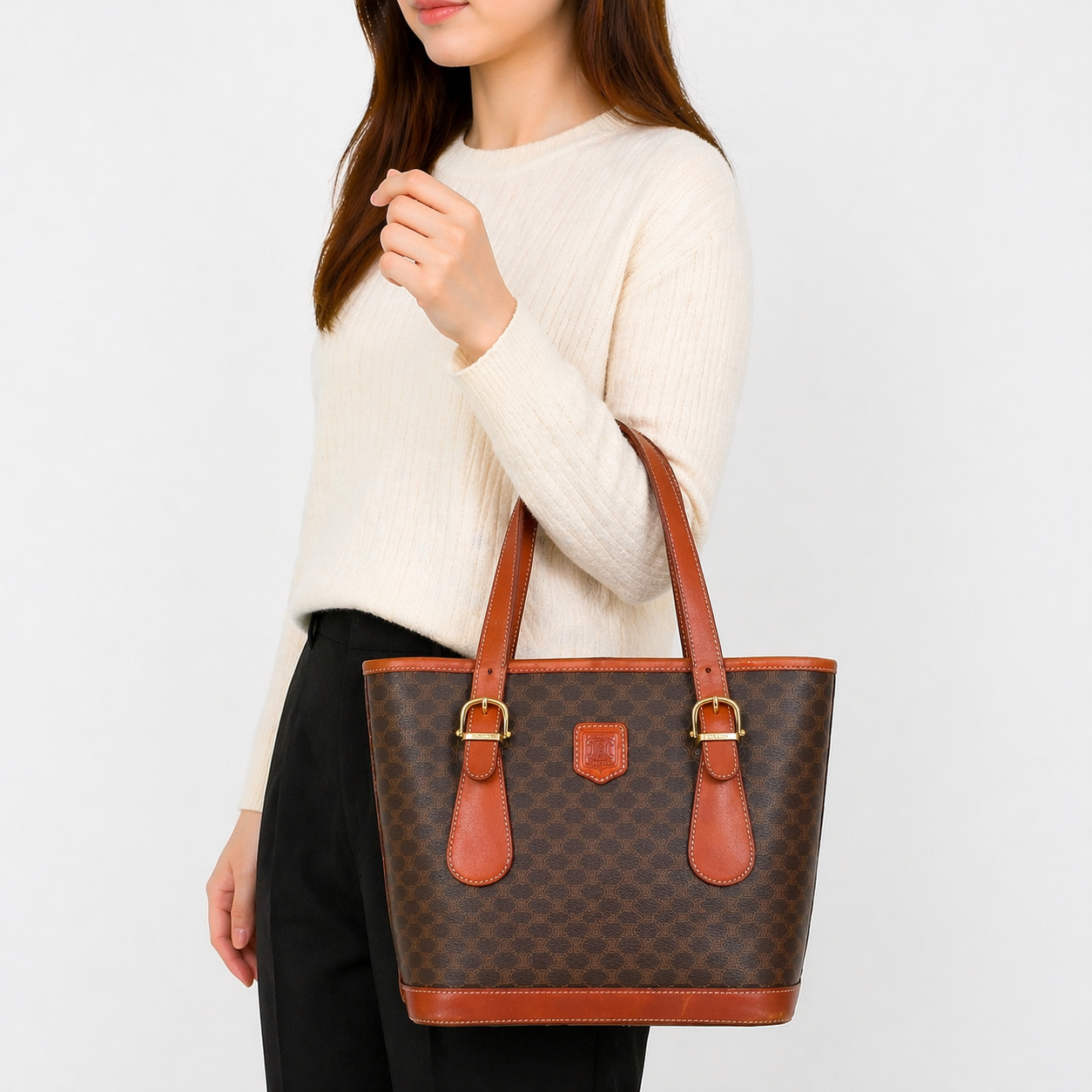 Celine PVC Leather Tote bag Macadam Handbag Authentic
