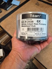 100 TITAN BD-R DISCS, 25GB, 6X, White Inkjet Hub Print, Metalized Hub, T9865089