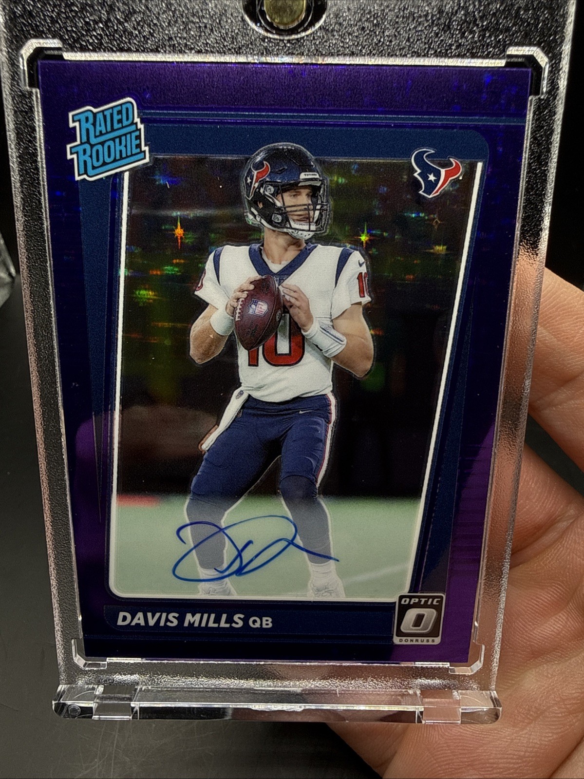 2021 Donruss Optic Davis Mills Rated Rookie Purple Stars Auto /50 #222 RC