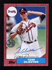 2022 Series 1 1987 Topps Baseball Red 23/25 Tom Glavine #87BA-TG Auto HOF 0r8j