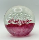 Studio Art Glass Controlled Bubble Paperweight Pink Large