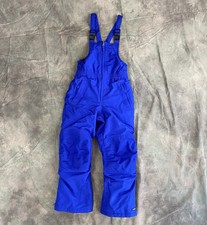 EUC Lands End Youth SZ 10 Bib Snow Ski Pants Electric Blue Winter Zip Ankle Warm