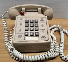 ITT Beige Cortelco 250044-VBA-27M Push Button Phone W/ 25Ft. White Coil Cord