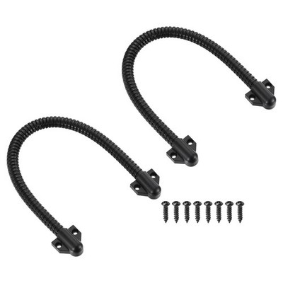 2Pcs Armored Door Cords Set 16'' Length 0.6'' OD Door Wire Conduit, Black