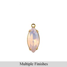 15x7mm Pink Opal Faceted Glass Navette Stone in 1 Loop Setting