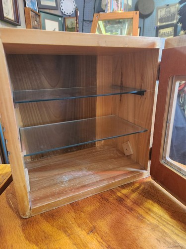 Antique Wooden Sterilizer Cabinet With Glass Shelves 12 1/2" X 8" X 12 1/2" - Picture 3 of 8