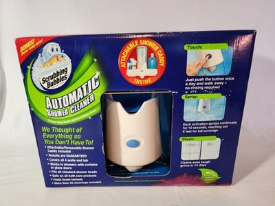 NIB Scrubbing Bubbles Automatic Shower Cleaner Sprayer 2 Bottles Solution Caddy