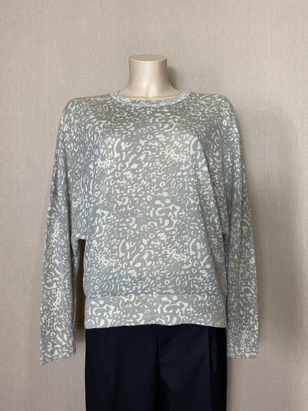Women DKNY Sweater Grey Cotton/Merino 38/M/46