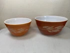 Vintage Pyrex Autumn Harvest Wheat Mixing Nesting Bowls Set of 2 401 402 1.5L