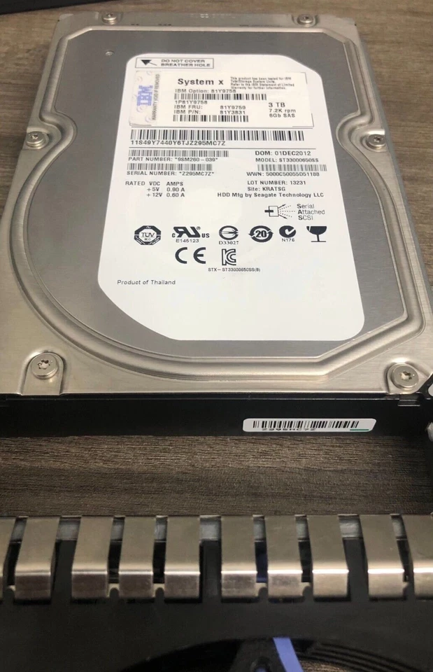 NEW IBM 81Y9758 3TB 7.2K 81Y9759 81Y3831 6G SAS 3.5" HDD Hard Drive HDD - Image 2 of 2