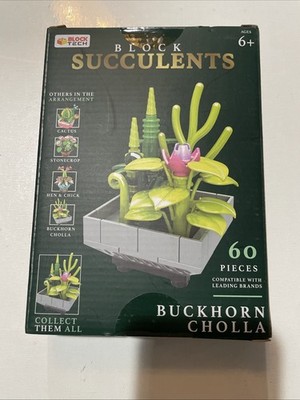 Block Tech Block Succulents Buckhorn Cholla Building Blocks - 60 Pieces NEW