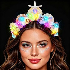 Light Up Mermaid Crown LED Shell Starfish Headband for Women