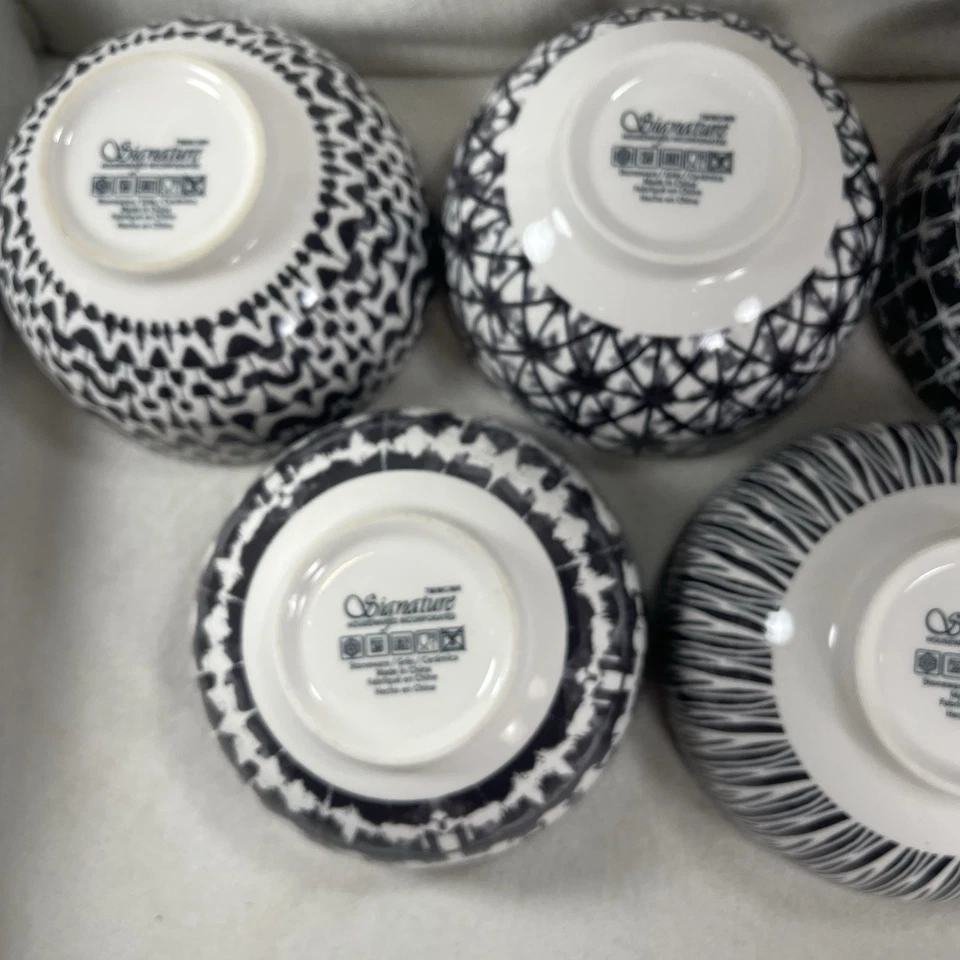 Surtido de cuencos de sopa de cereales blancos y negros para artículos para el hogar exclusivos. Juego de 5 patrones Foto 3 de 4